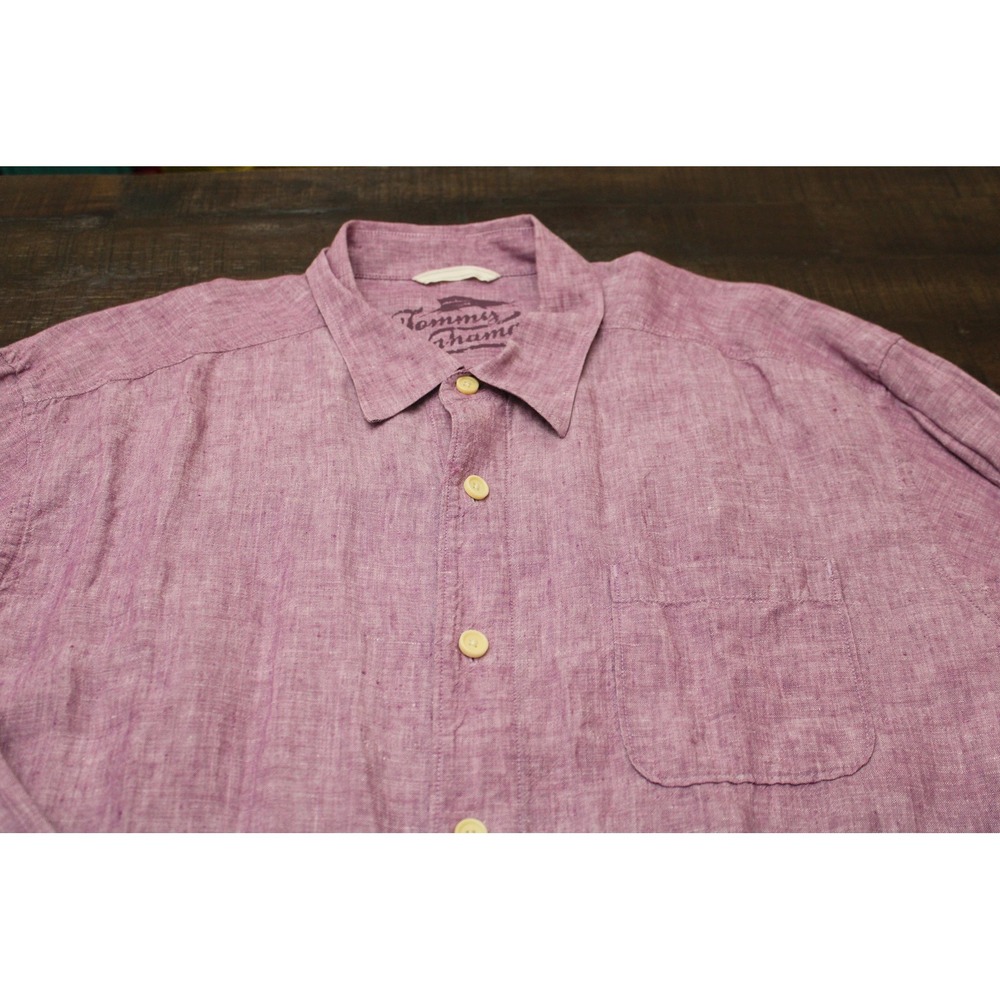 Tommy Bahama Shirt Mens XL Purple Solid Long Sleeve Linen Button Up Casual - Picture 2 of 9